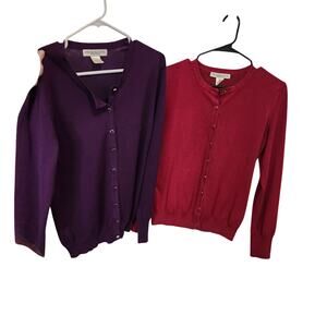 Lot Of Two Melrose Chic Crew Neck Casual Button Front Cardigan Sweater Large